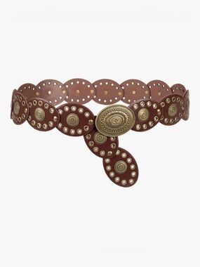Vintage Western Wide Disc Belt – PU Leather Cowgirl Statement